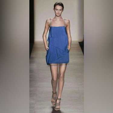 BCBGMAXAZRIA Runway Andie Cascading Silk Dress Gem