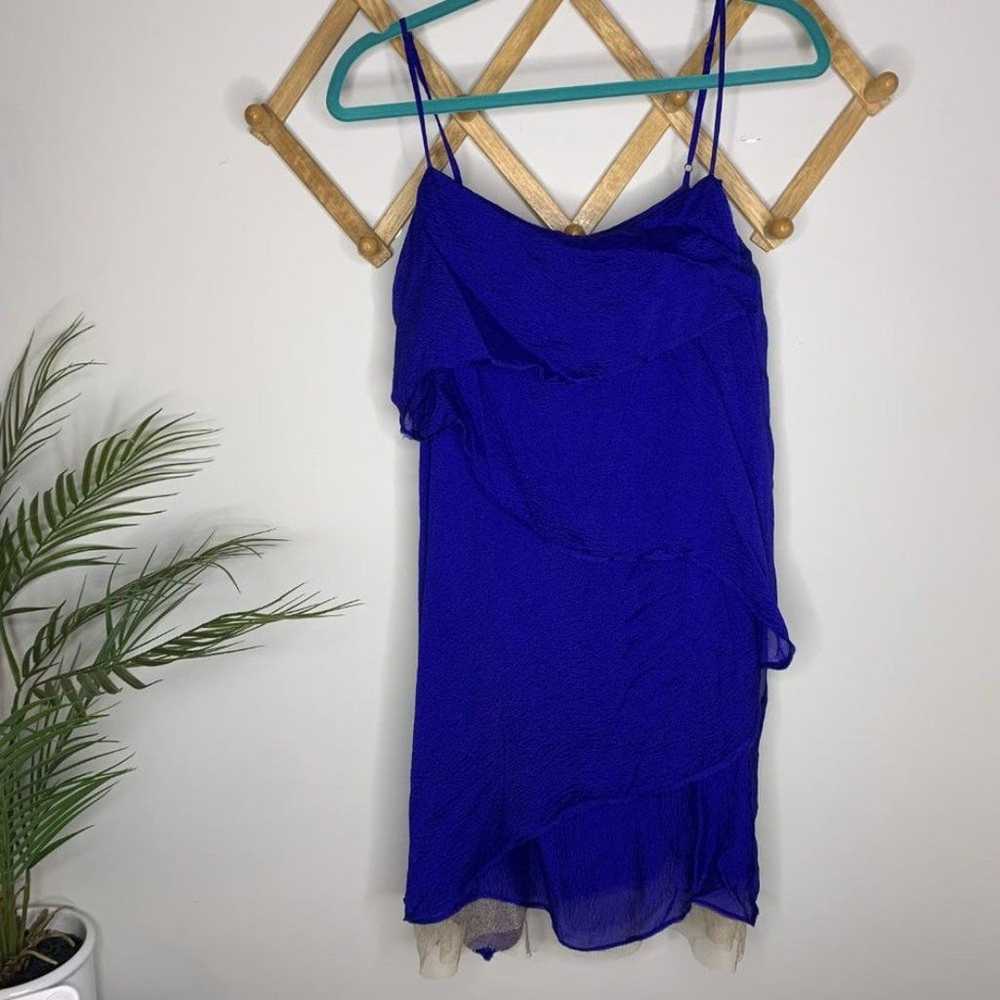 BCBGMaxAzria Runway Blue Andie Cascade Silk Dress… - image 3