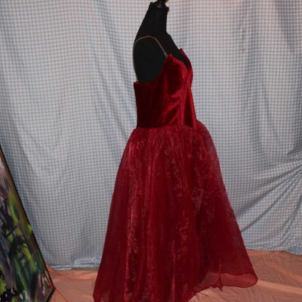 Princess style red prom gown dress - image 4