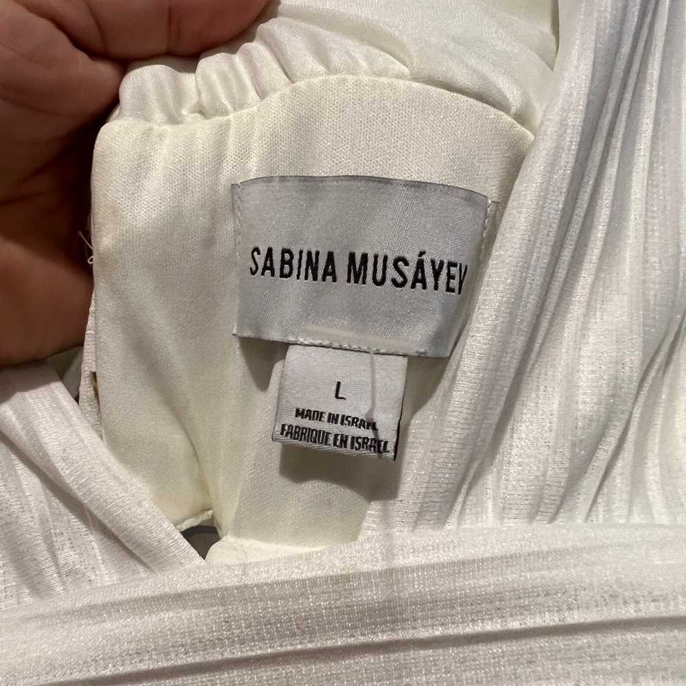 Sabina Musayev White Palomit Pleated Midi Dress - image 7