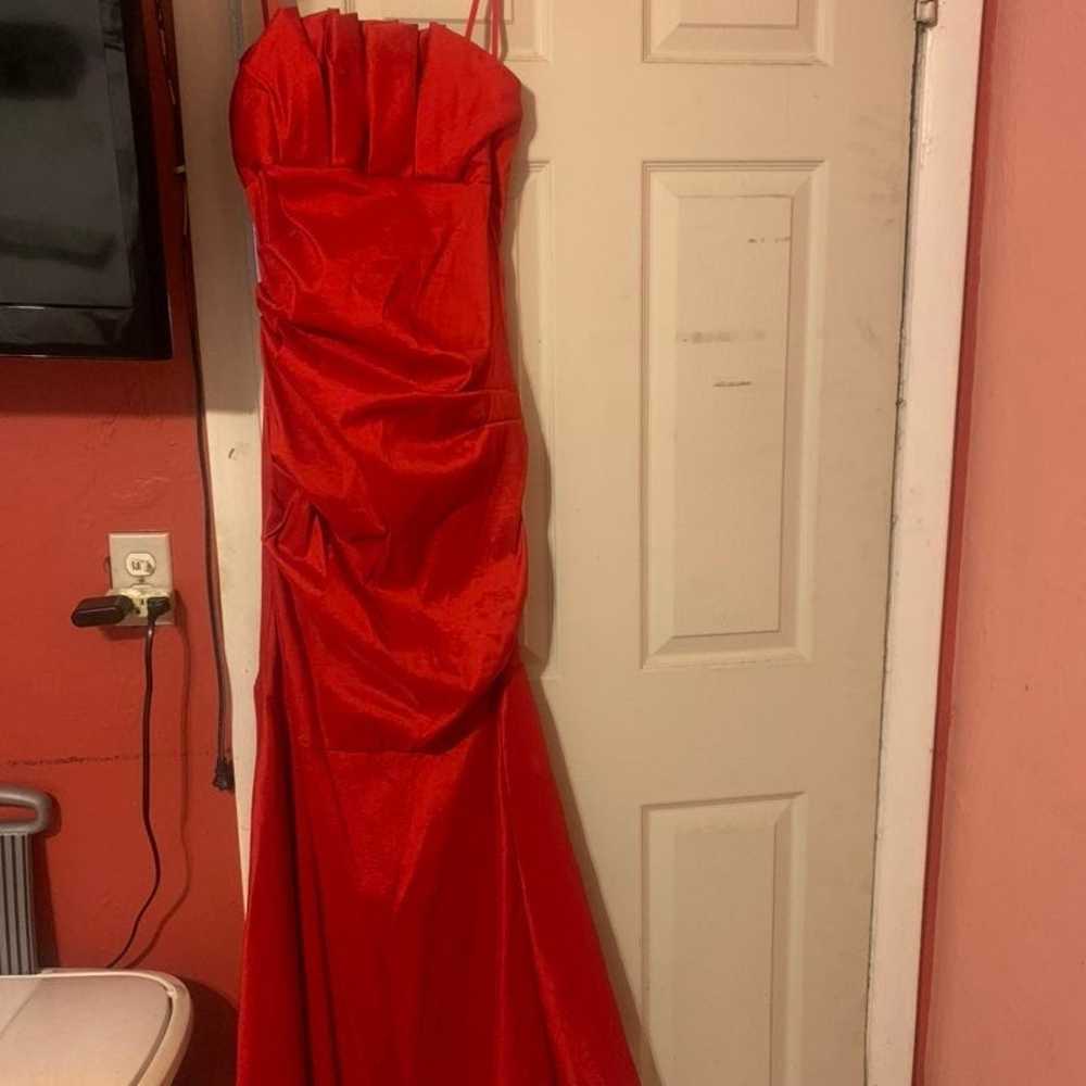 Red mermaid prom dress - image 1