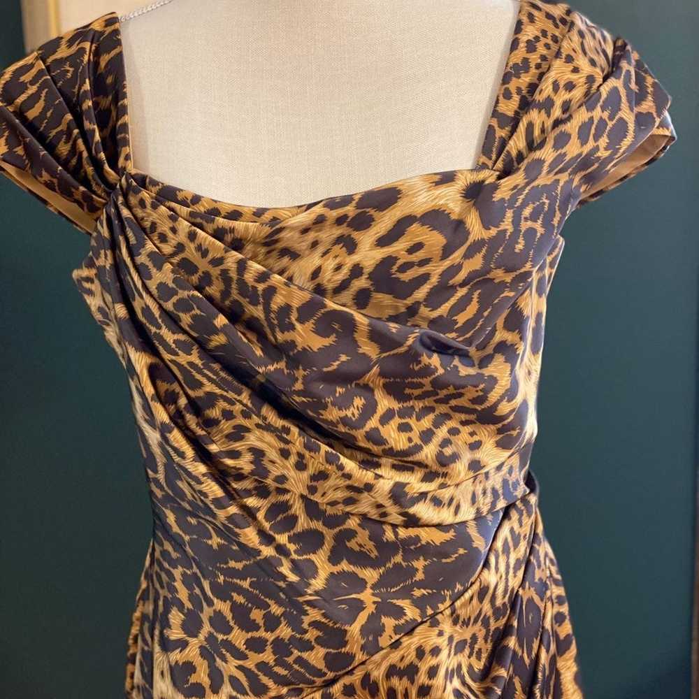 tadashi shoji leopard print satin dress. - image 5