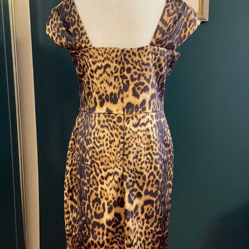 tadashi shoji leopard print satin dress. - image 7