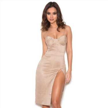 House of CB 'Arnaude' Taupe Bustier Dress Sz L
