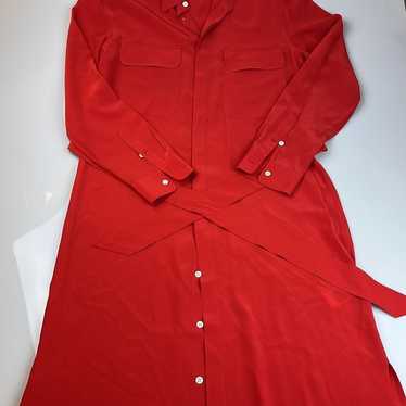 Polo Ralph Lauren Red Buttoned 100% Silk Mulberry… - image 1