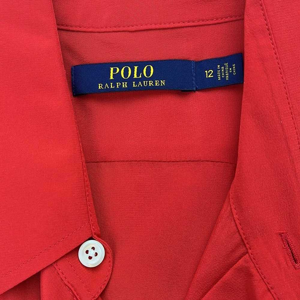 Polo Ralph Lauren Red Buttoned 100% Silk Mulberry… - image 6