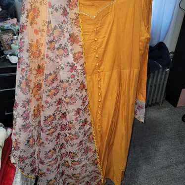 Pakistani Frock with trouser and organza duppata - image 1