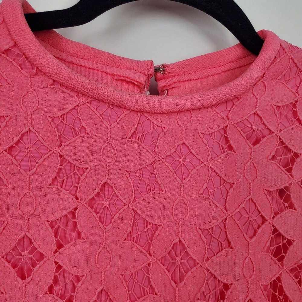 Vintage 60s 70s Pink Lace Long Sleeve Empire Wais… - image 3