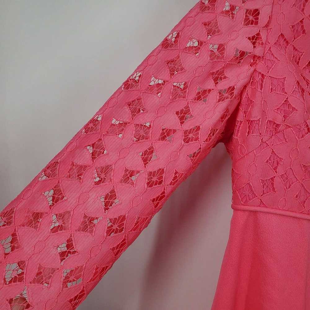 Vintage 60s 70s Pink Lace Long Sleeve Empire Wais… - image 5