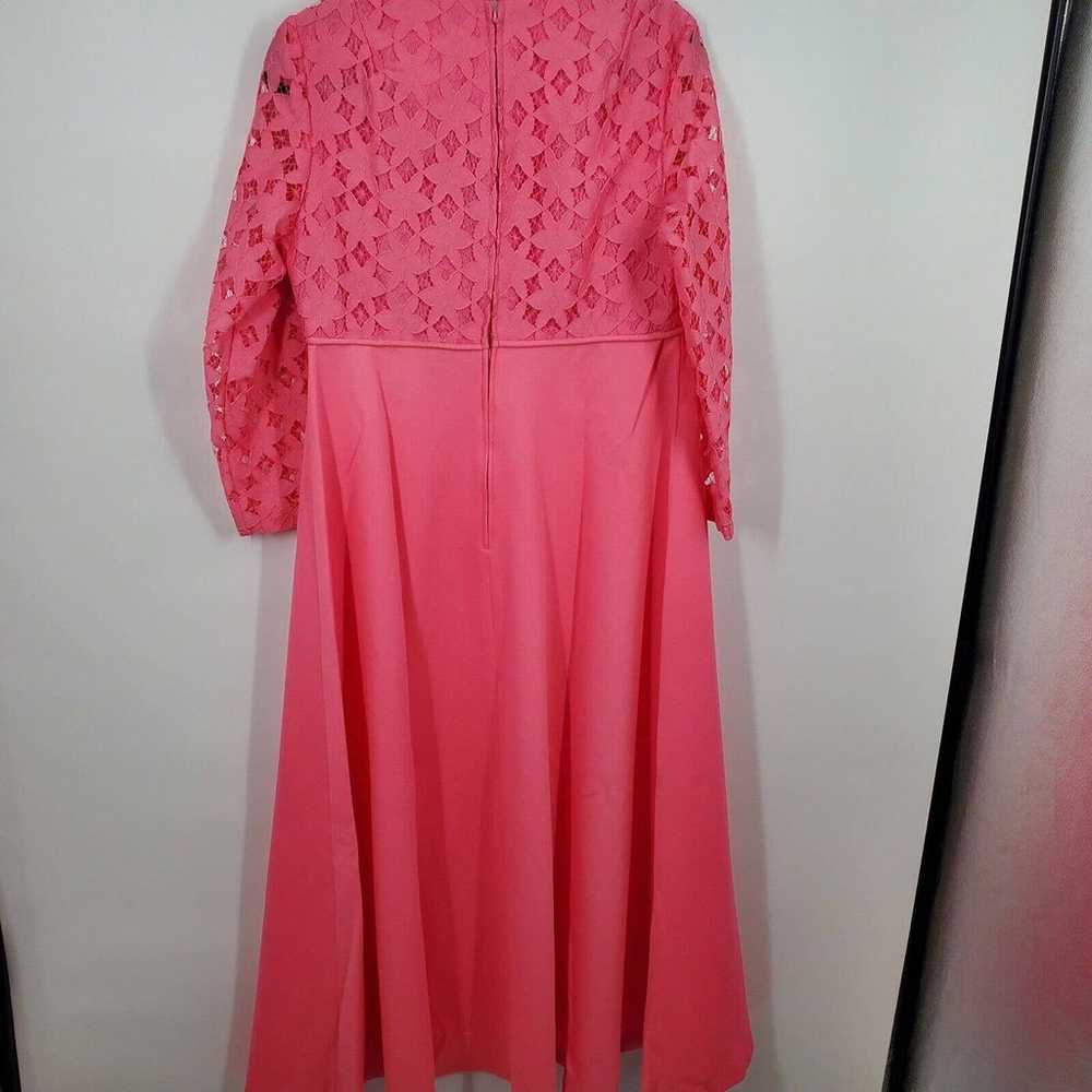 Vintage 60s 70s Pink Lace Long Sleeve Empire Wais… - image 9