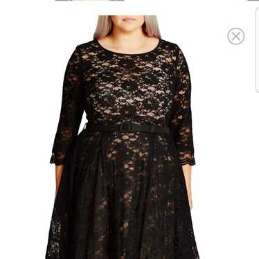 High low lace black dress