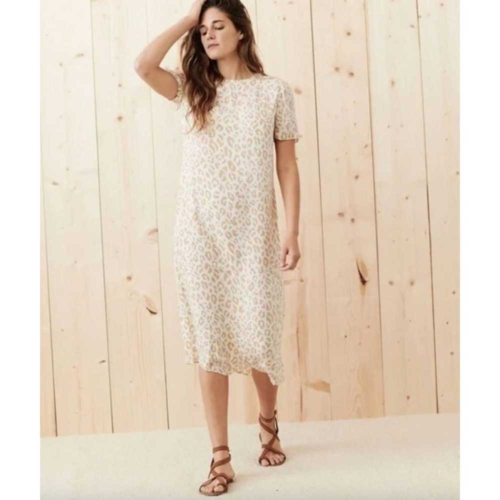Jenni Kayne Silk Leopard Midi Shift T-Shirt Dress… - image 1