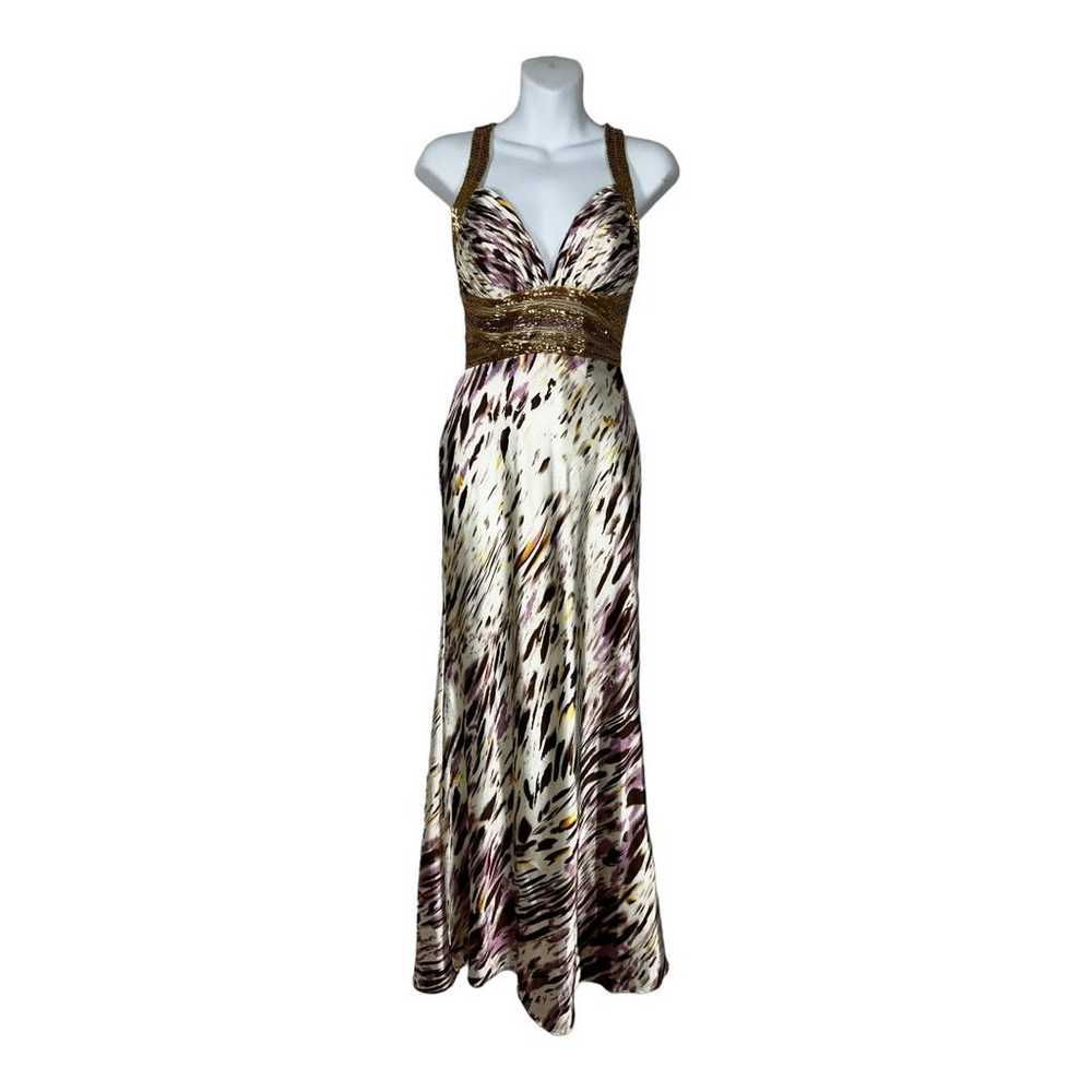Dave & Johnny l Satin Gold Beaded Gown Size 0 - image 1