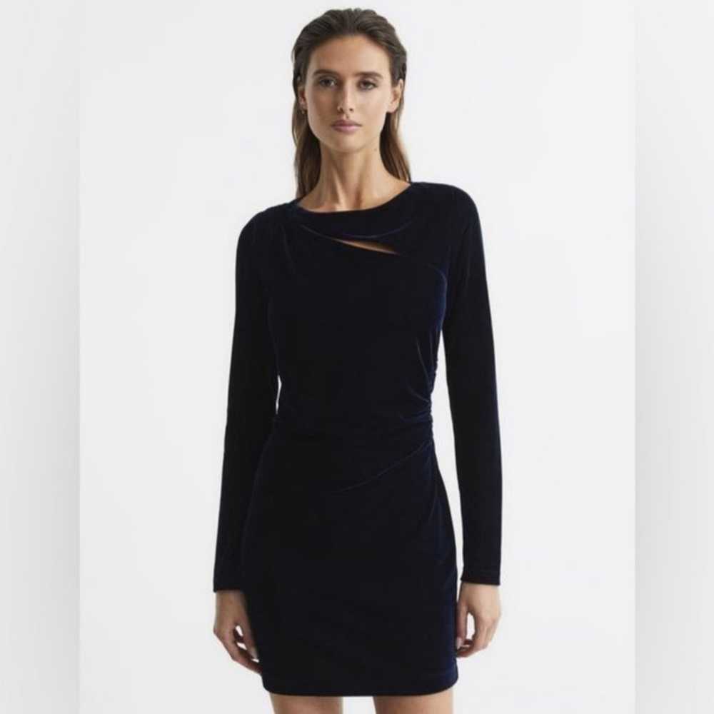 Reiss Katie Velvet Long Sleeve Cut Out Mini Dress… - image 2