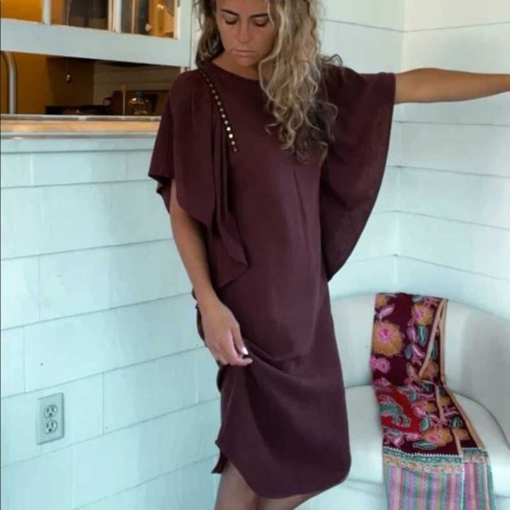 Ulla Johnson Raw Silk Ruffle Sequin Sleeve Dress … - image 1