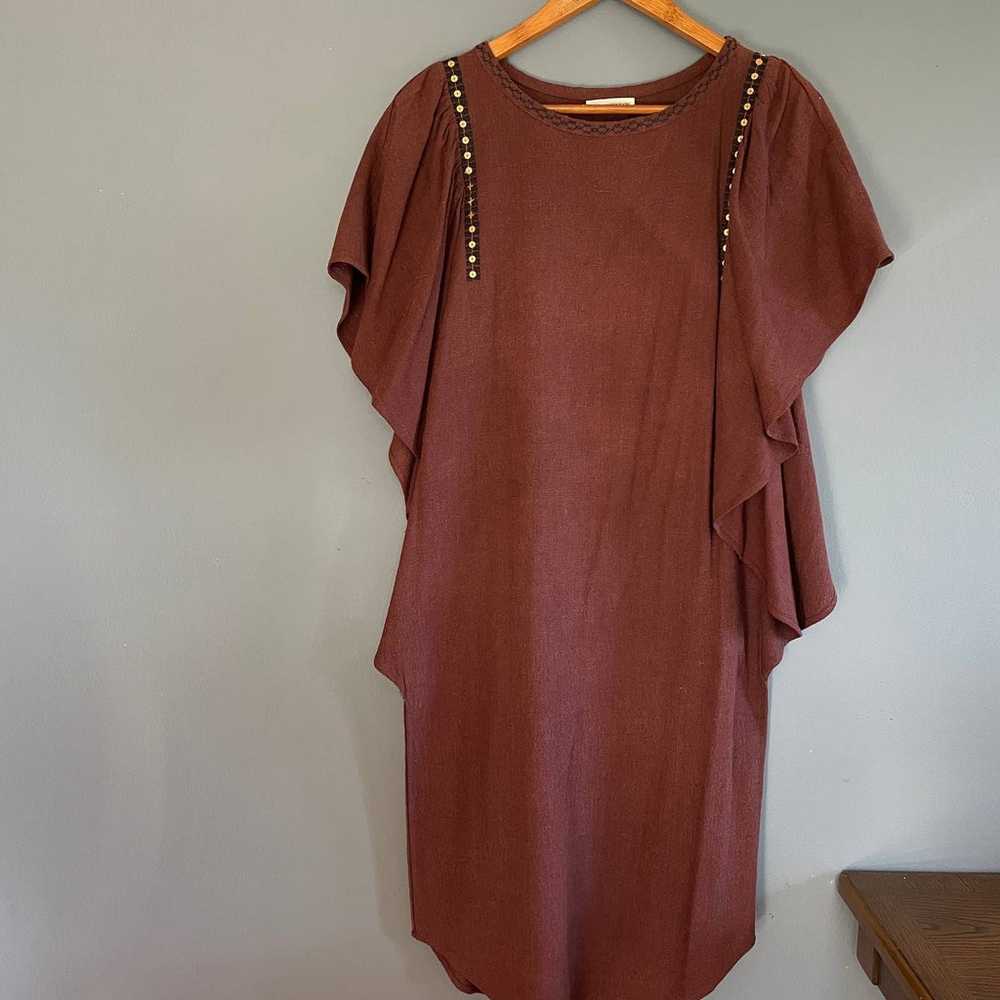 Ulla Johnson Raw Silk Ruffle Sequin Sleeve Dress … - image 2
