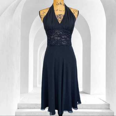 CARMEN MARC VALVO black halter dress - image 1