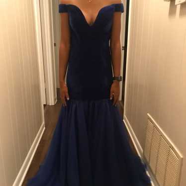 Velvet royal blue prom dress - image 1
