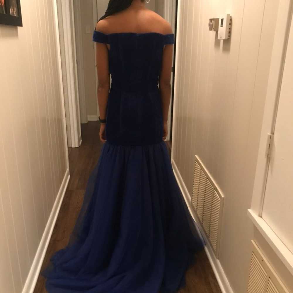 Velvet royal blue prom dress - image 2