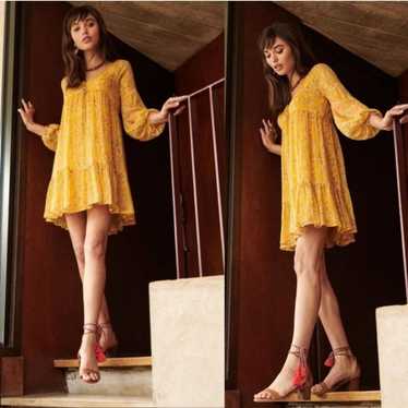 Sezane Anaya Dress Yellow Silk Mini Size 34  US 2
