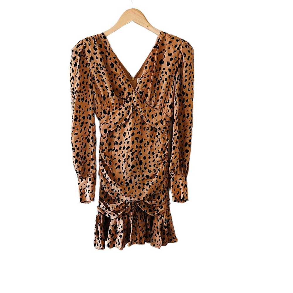 Nicholas Silk Leopard Print Ruched Dress Size 0 B… - image 2