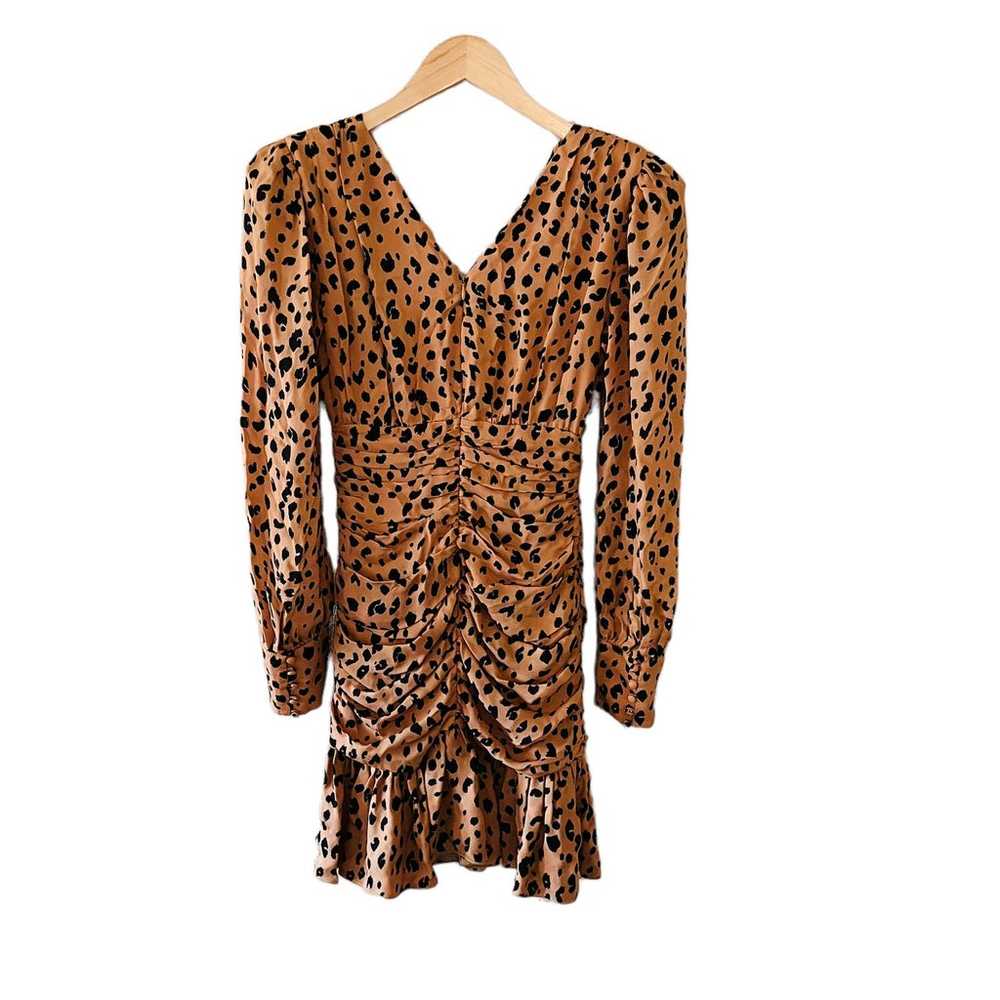Nicholas Silk Leopard Print Ruched Dress Size 0 B… - image 3