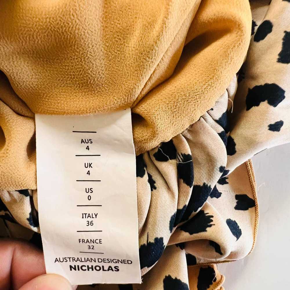 Nicholas Silk Leopard Print Ruched Dress Size 0 B… - image 6