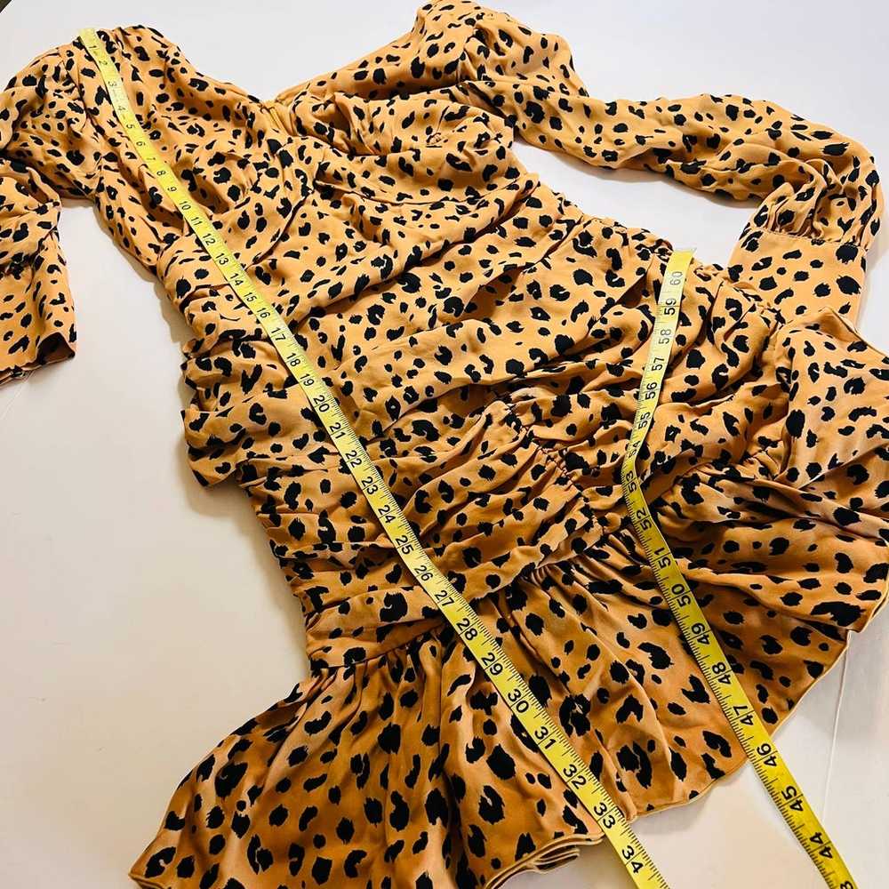 Nicholas Silk Leopard Print Ruched Dress Size 0 B… - image 9