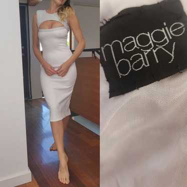 Maggie Barry couture runway white leather trim cu… - image 1