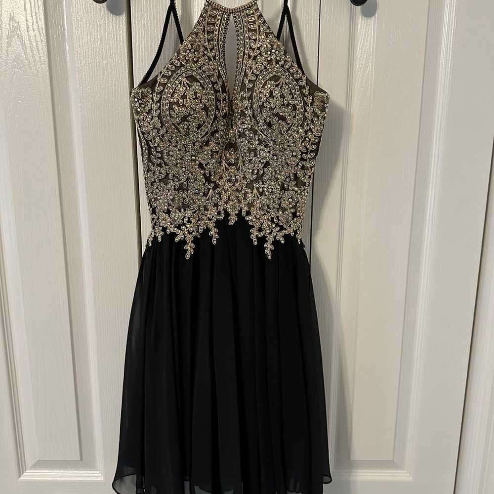 Dave and Johnny black and gold beaded dress - image 1