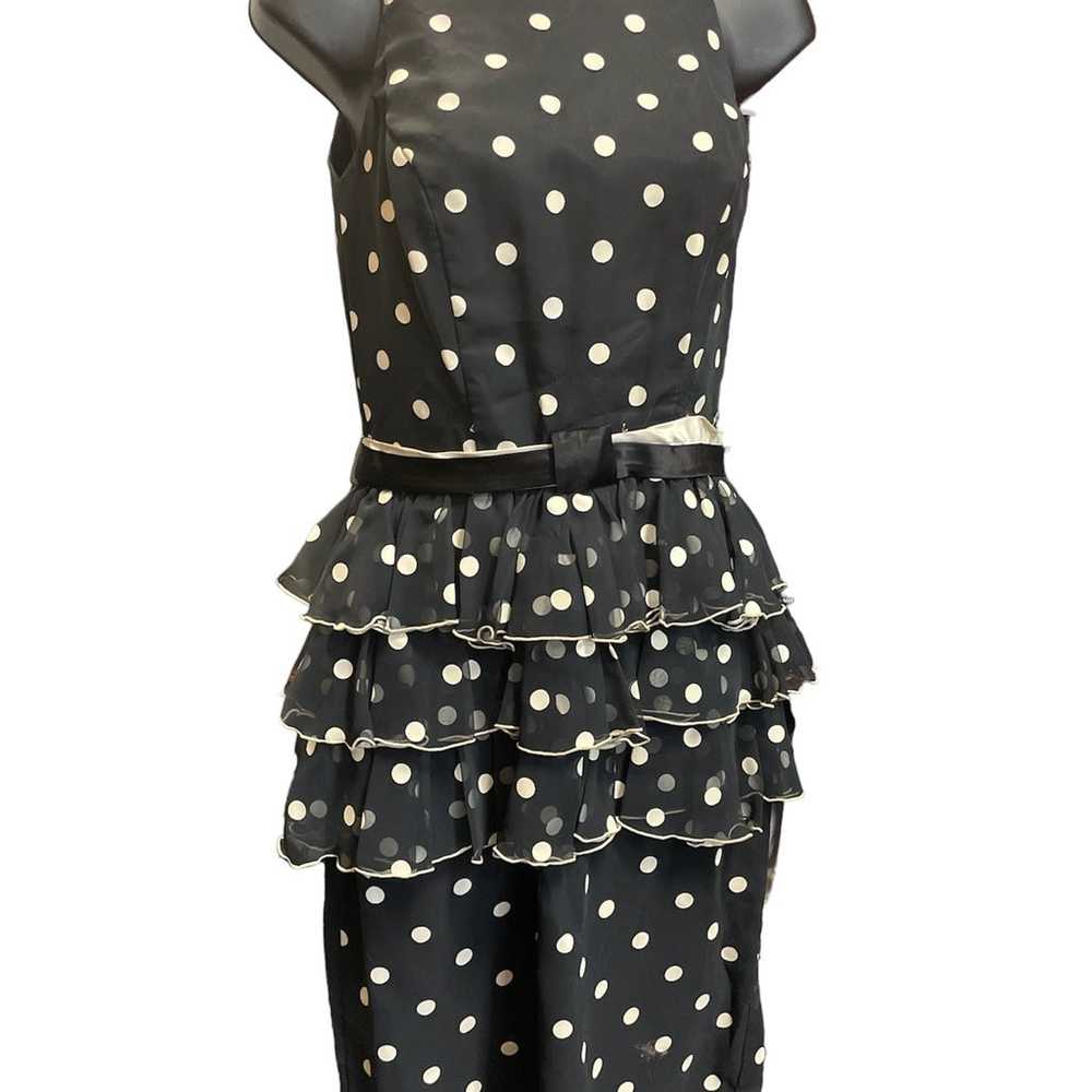50’s Ruffled Tiered Sleeveless Peplum Style Dress… - image 3