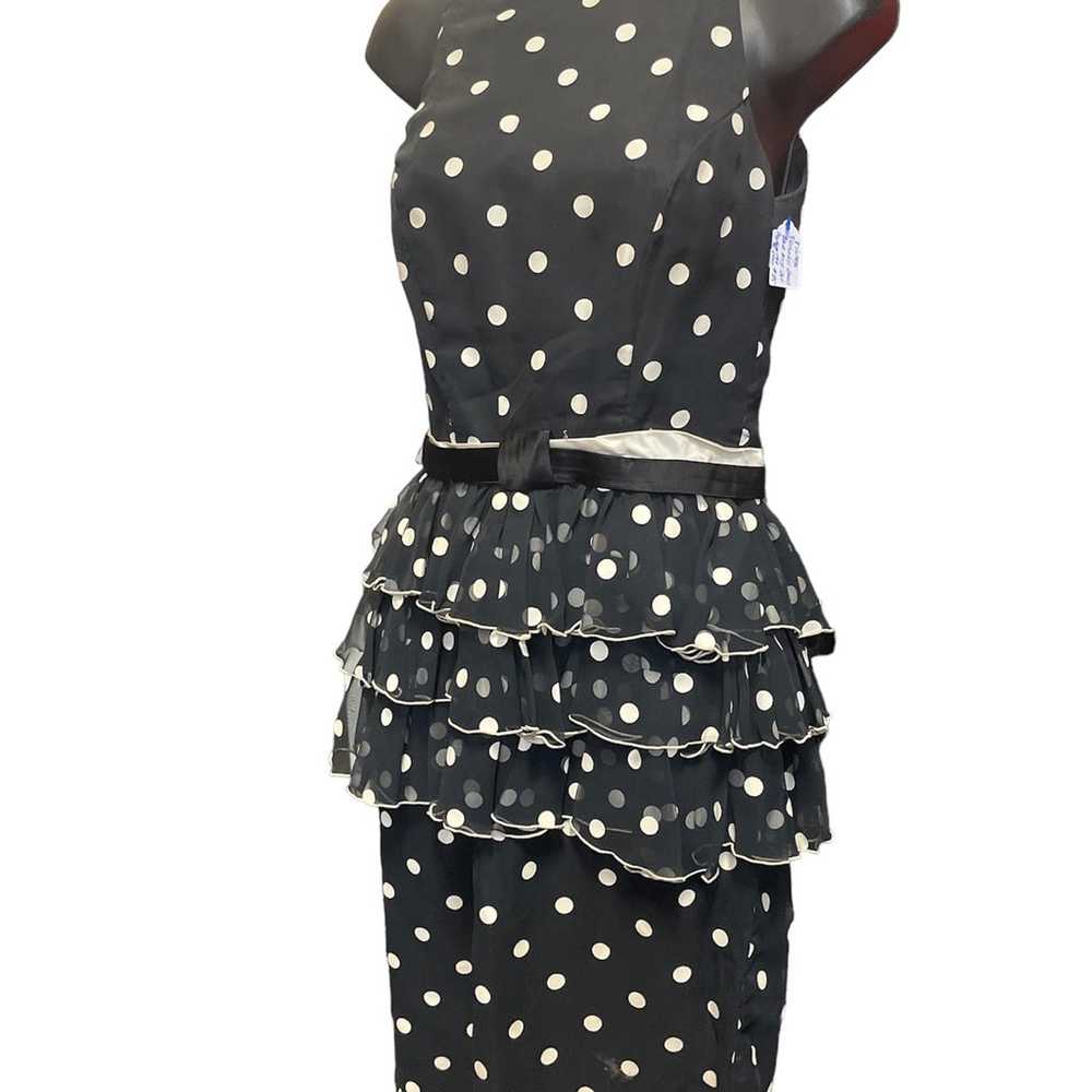 50’s Ruffled Tiered Sleeveless Peplum Style Dress… - image 4
