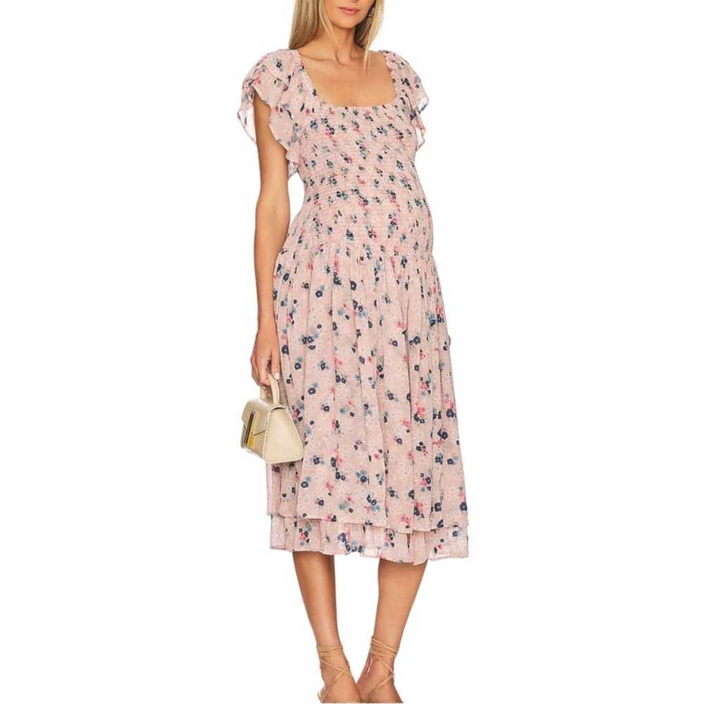 Hatch The Cosette Smocked Floral Pink Midi Dress … - image 1