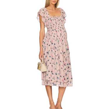 Hatch The Cosette Smocked Floral Pink Midi Dress … - image 1