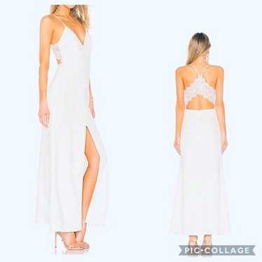 New Lovers + Friends Helena Ivory Lace Slit Gown - image 1