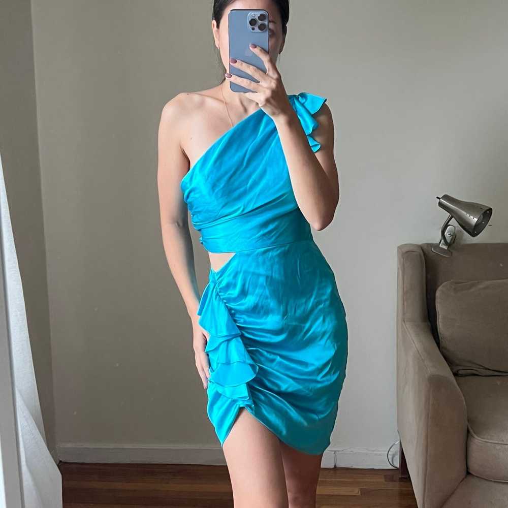 NWOT Amanda Uprichard silk mini blue dress size S… - image 1
