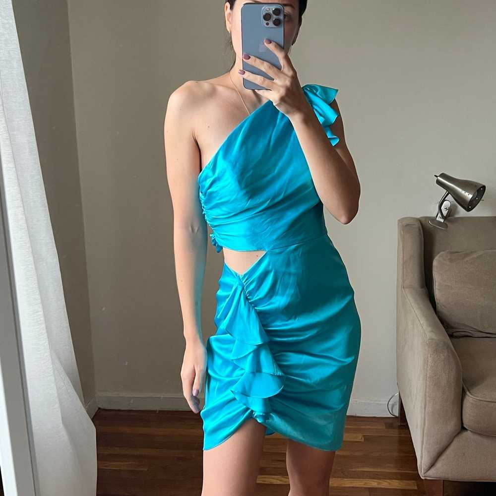 NWOT Amanda Uprichard silk mini blue dress size S… - image 3