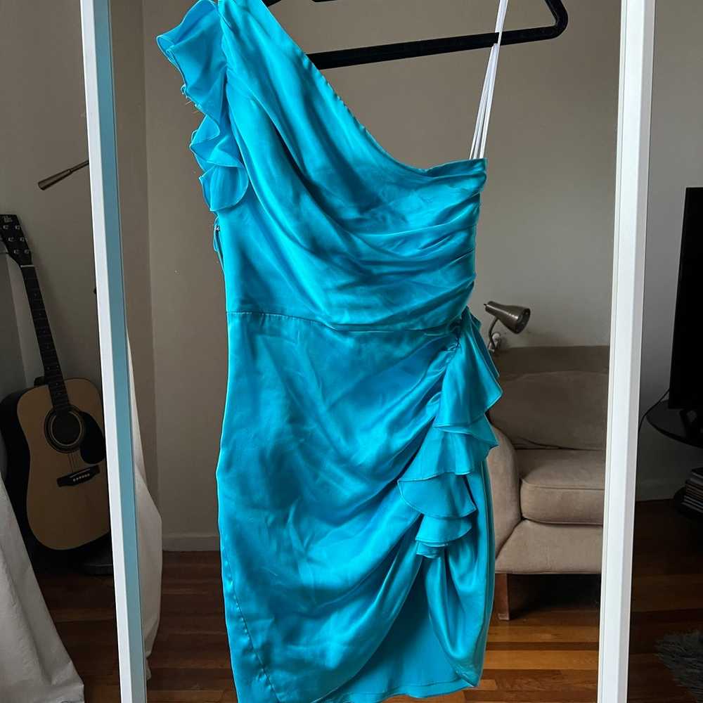 NWOT Amanda Uprichard silk mini blue dress size S… - image 5