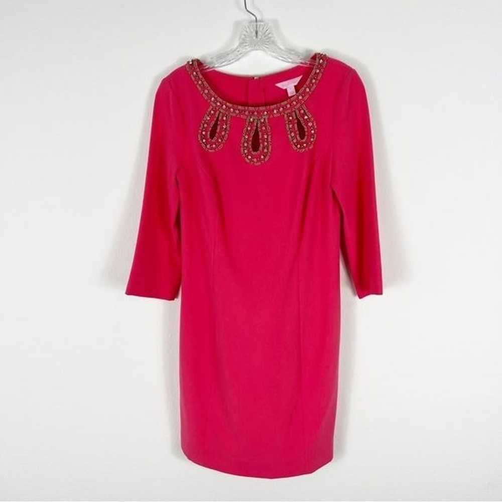 Lilly Pulitzer Bronte Sheath Dress Pink Embellish… - image 1
