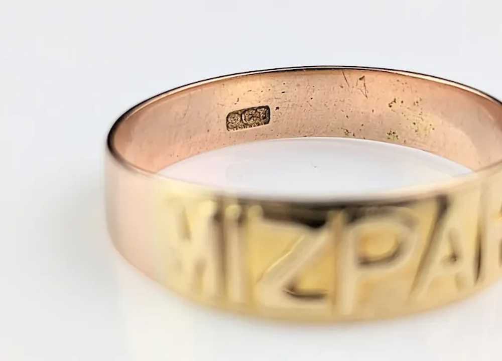 Antique 9k gold Mizpah band ring, Victorian - image 10