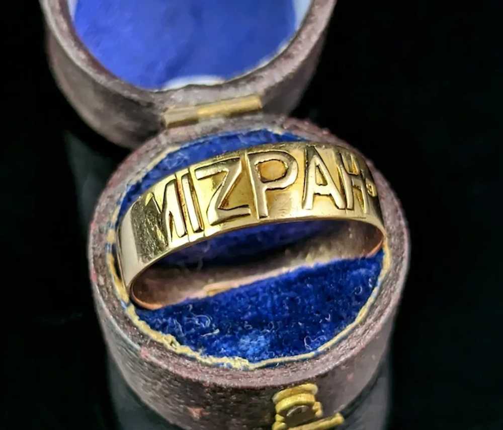 Antique 9k gold Mizpah band ring, Victorian - image 2