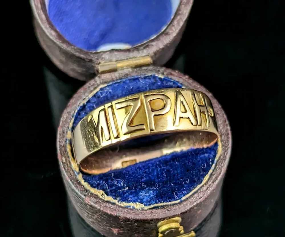 Antique 9k gold Mizpah band ring, Victorian - image 6