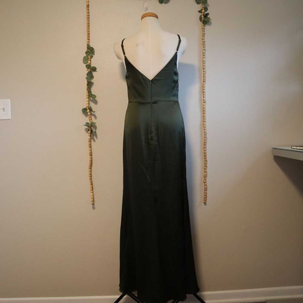 Revelry Giada Satin Dress Green Size 6 - image 4