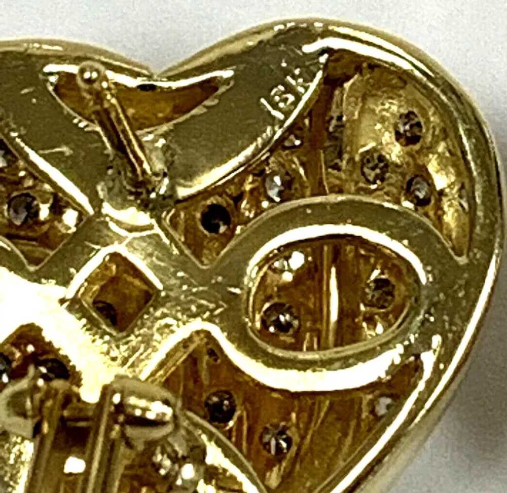 Vintage 18k 2 1/2CT Diamond Heart Earrings Safety… - image 6