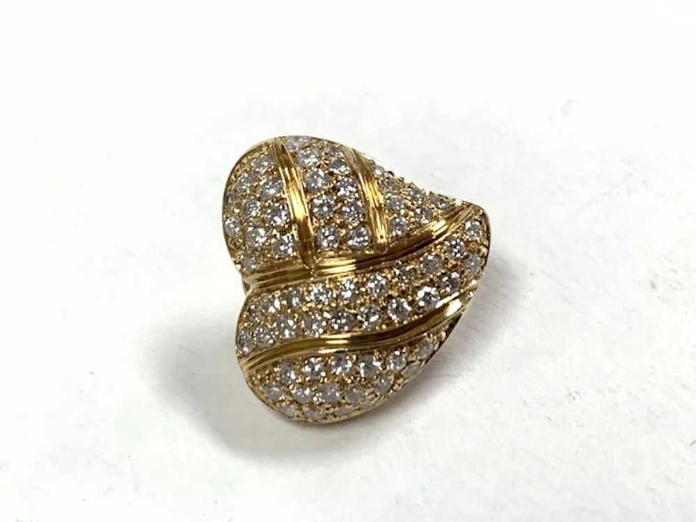 Vintage 18k 2 1/2CT Diamond Heart Earrings Safety… - image 8