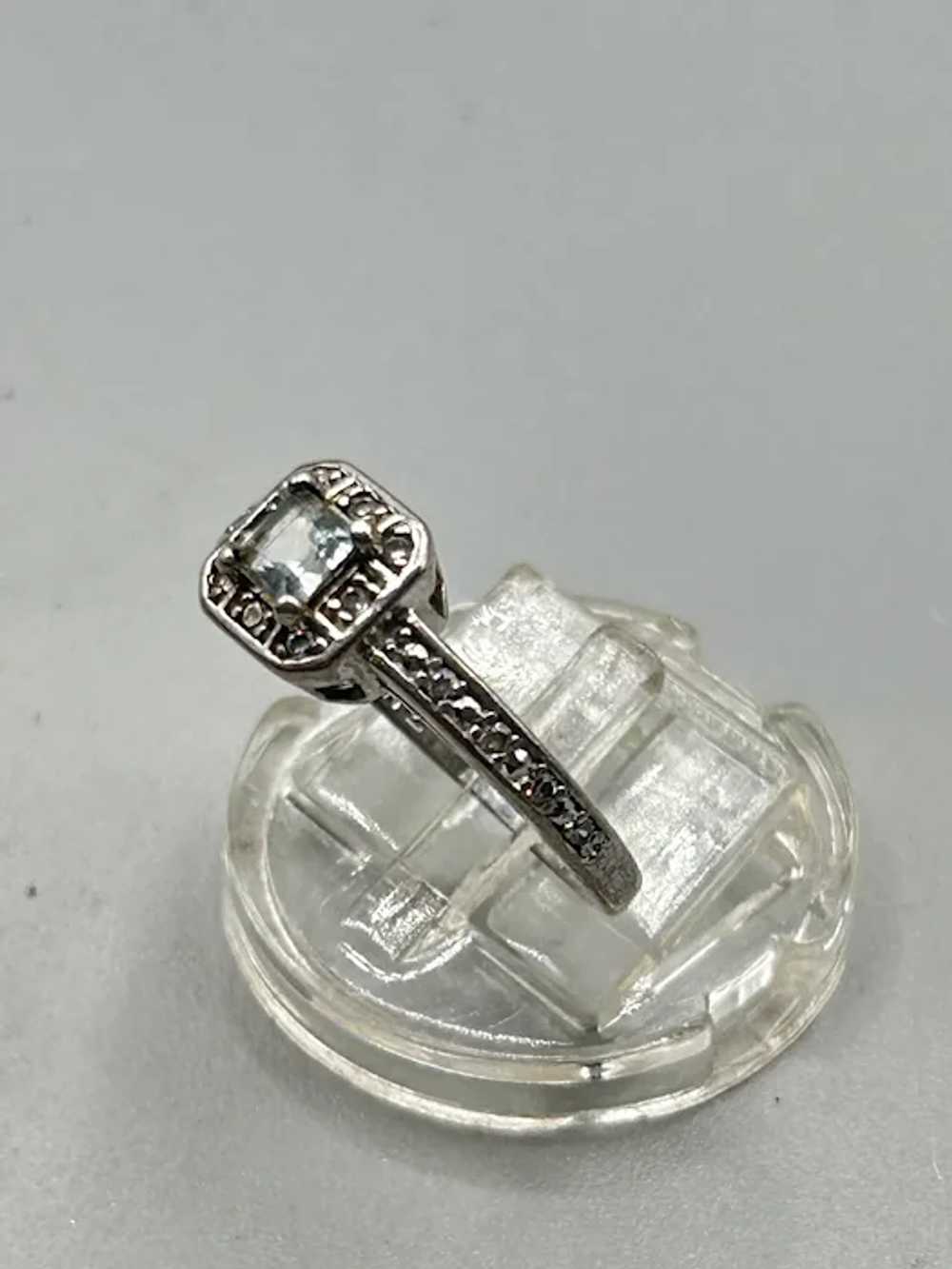 Vintage Sterling Silver Ring Size 7 Light Blue Se… - image 3