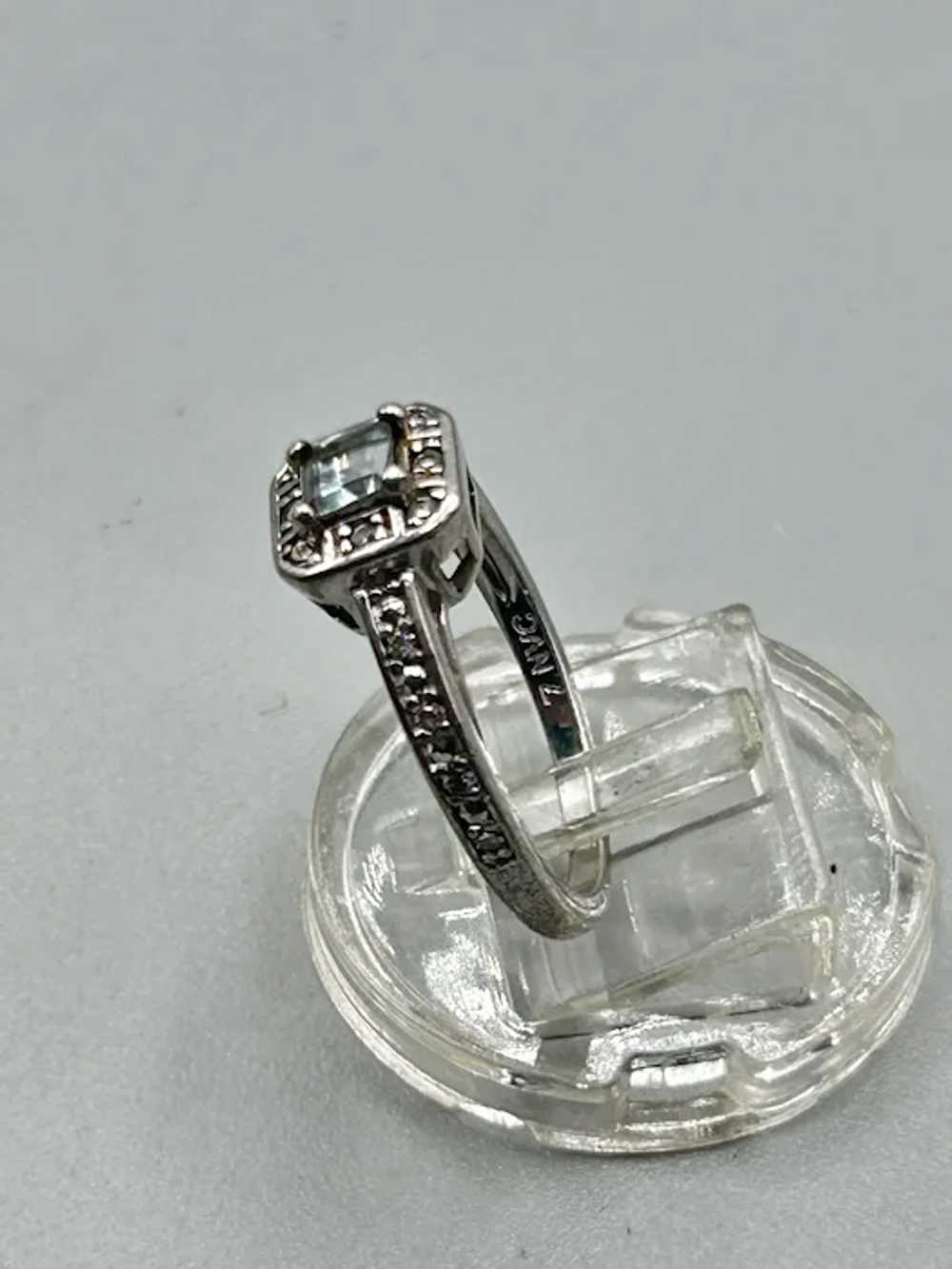 Vintage Sterling Silver Ring Size 7 Light Blue Se… - image 6