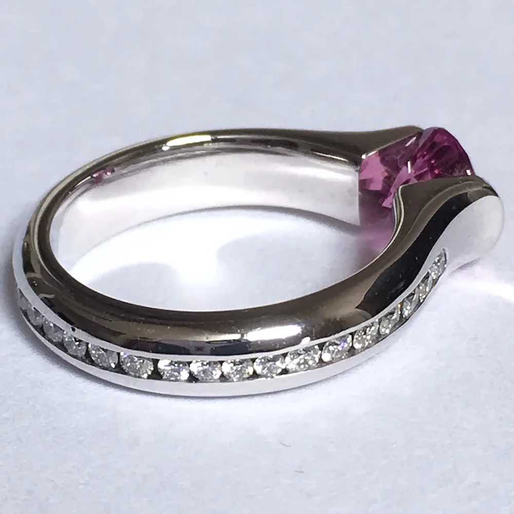 Vintage Platinum Pink Sapphire Diamond Eternity B… - image 3