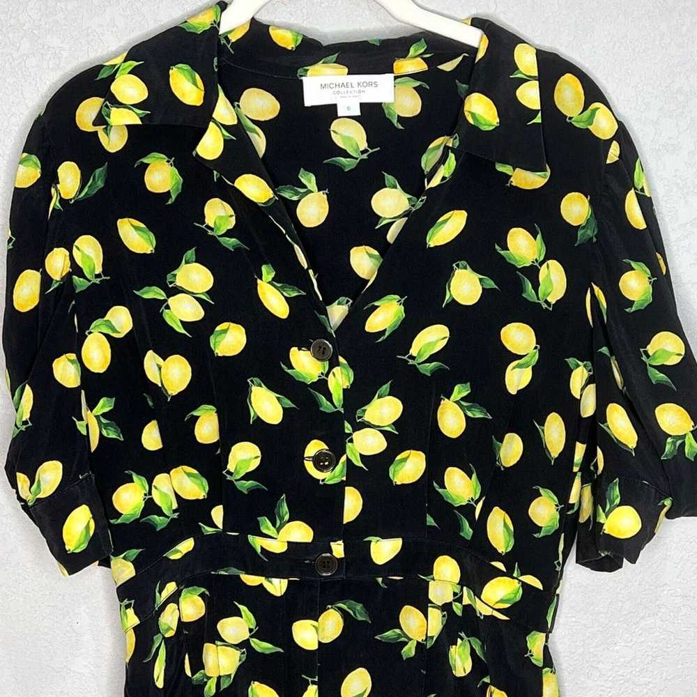 MICHAEL KORS COLLECTION Gathered Lemon Print Silk… - image 5