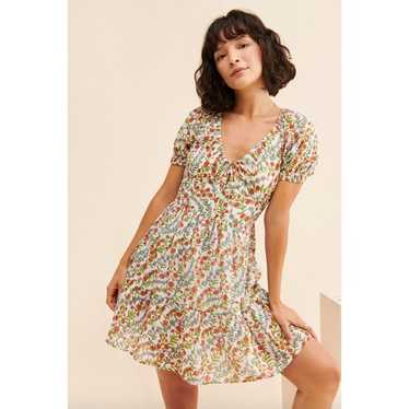 Banjanan Artemis Puff Sleeve Floral Mini Dress Wh… - image 1